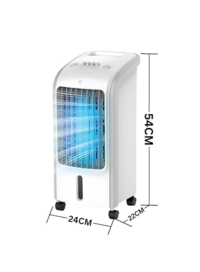 Cady One Portable desert air cooler with a 4-liter water tank and 80 watts of power. This portable air cooler features 3 different air speeds, wheels, and a water level indicator, making it suitable for home and office use. - Image 2